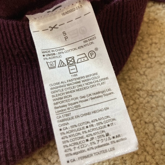 Gap Button Down Cardigan Sweater Small Maroon Red Cotton V Neck Office Casual - Picture 7 of 7